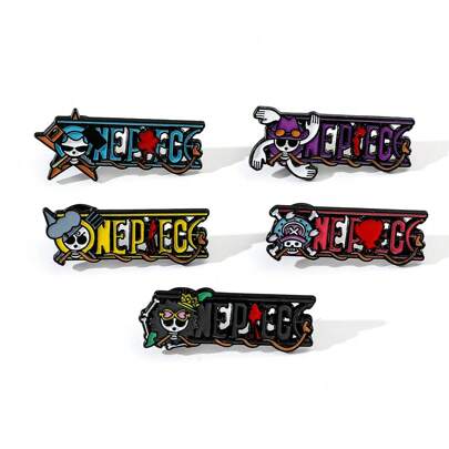 ONE PIECE ONE PIECE 1/5 Pcs Fashion Cartoon Brooch Personalized ONE PIECE Title Enamel Pin Metal Badge Jewelry Clothing Backpack Accessories Gift For Friends Office Accessories Shirts Jacket Halloween Costume Accessories Bag Charms