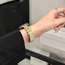 1条不对称金属表带，兼容 42mm、38mm、40mm、41mm、44mm、45mm、46mm、49mm，时尚智能手表替换表带，适用于 Ultra2、Ultra SE2、SE 10、9、8、7、6、5、4、3、2、1，男女通用 - 金色 - 查看 5