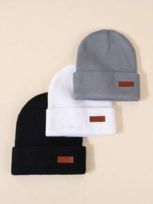 3PCS Thick Small Version Of Wool Hat Winter Knitted Hat Solid Color Joker Warm Cycling Men's And Women's Winter Hat, Suitable For Daily Wear. - 3pcs - View 9