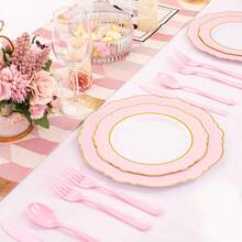 160 Piece Pink Plastic Silverware - Heavy Duty Pink Silverware Includes 80 Forks, 40 Spoons, 40 Knives, Plastic Utensils Perfect For Wedding, Party,9001082 - 玫紅色 - 查看 7