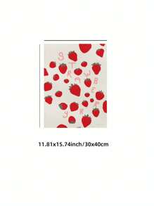 1pc Frameless Strawberry Print Wall Art Whimsical Fruit Illustration, Girls Room Decor With Personalized Aesthetic, Frameless Canvas Poster For Bedroom/Dorm/Living Room, Perfect Gift & Party Decoration (Botanical Prints, Funky Posters, Decor, Back To School Wall Decor)
