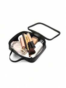 Sac de maquillage transparent avec fermeture éclair, sac cosmétique en PVC transparent, organisateur de voyage portable et imperméable