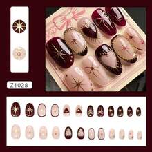 24Pcs Short Square Press On Nails Pink Gradient French Tip Nails With 3D Flower Ripple Design Glue On Nails Glossy Acrylic Nails Summer Full Cover Stick On Nails Women Girls Daily Wear - 鍍鉻金星弓-2 - 查看 8