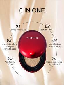 TIRTIR Red Cushioned Foundation Air Cushion, Lightweight Concealer Lasting Light Weight Semi-Matte 18g - 22N Shell Rice - View 7
