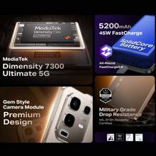 Infinix NOTE 50X 5G 手机 8GB+256GB Dimensity 7300 5200mAh 长效电池智能手机 6.67 英寸 120Hz AMOLED 50MP 摄像头军用级防摔 45W 快速充电手机圣诞礼物送给家人的完美礼物智能手机