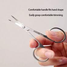 Eyebrow Scissors And Three Eyebrow Brushs,Nose Beard Trimming Scissors Eyelash With Curved Craft Stainless Steel Scissors