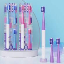 1pc Adult Soft Bristle Toothbrush With 2 Replaceable Brush Heads - Multicolor - View 4