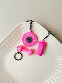 1PCS/3PCS/4PCS 3D迷你软塑健身器材系列钥匙扣，简约时尚的粉色和黑色运动水壶，杠铃哑铃片仿真挂件，举重运动包挂件配饰，适合男士情侣兄弟父亲，返校季礼物汽车配饰可爱哥特Y2K - 彩色 - 查看 11