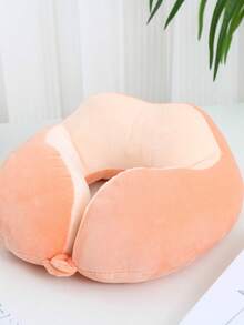 New Solid Color Camel Hump Pattern Cotton Pillow, Portable Neck Pillow Suitable For Outdoor Travel, Office Nap, With Magnetic Storage Function U-Shaped Fabric Pillow - Multicolor - View 6