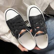 New Casual Slip-On Thick-Soled Half-Slip Sneakers, Comfortable And Fashionable, Daily Wear Street Half-Slip Casual Women's Shoes - màu đen - Xem 2