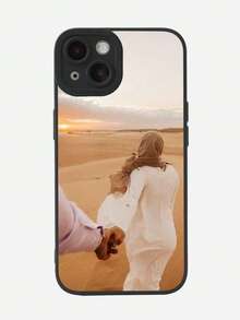 可定制兼容 16、15、14、13、12、11 Pro Max、Xs Max、XR、Xs、Mini、7/8、7/8 Plus 黑色天使眼猫眼硅胶手机壳，可定制个人照片，高级保护套，个性化新设计 - 黑色 - 查看 2