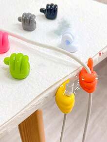 SHEINfinds 10pcs Thumb-Up Design Random Color Storage Holder,  Thumb Hook  Organizer Adapter Keeper  Holder Lanyard Accessories Organizing Wiring Clip  Securing Cord Storage USB Data  Cord Loop - Multicolor - View 6