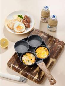 1 件 4 孔不粘煎锅，平底鸡蛋、饺子、早餐汉堡煎锅，适用于带花岗岩涂层的电磁炉，耐热和烹饪手柄，多功能早餐煎锅，适用于燃气和电磁炉