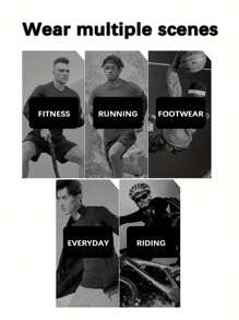 Men's Spring & Autumn Hiking Pants With Zipper Pockets & Drawstring, Straight Leg Casual Running Trousers With Striking NEON Highlight - Blue - View 5