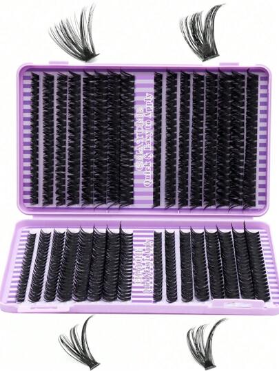 120/640pcs D Curl Fake Eyelashes High Capacity, Diy At Home False Lashes Extensions For Enlarge Eyes, Soft And Natural Look Diy Segmented Lash, Thick Fluffy False Eyelashes Beginner Friendly, Long Lasting Reusable Fake Lashes Cluster Suit For Starter,Stage Party,Music Festival Using