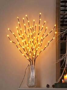 1pc 20LED Brown Artificial Tree Branch Decoration Light, Battery Powered Realistic Twig Fairy String Lights, Indoor Decor Bedroom Lamp, Holiday Party Tabletop Tree Branch Lights, Outdoor Wedding Decoration Realistic Twig Lights - Multicolor - View 5