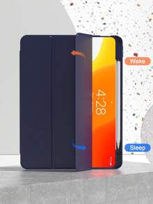 TPU Leather Flip Cover Case Compatible With Ipad A16 (11th/10th Gen), 9th/8th/7th Gen (10.2"), IPad Air (10.9"), IPad Pro (11"), IPad Air (10.9"), IPad Pro (12.9"), Purple Blue - Navy Blue - View 3