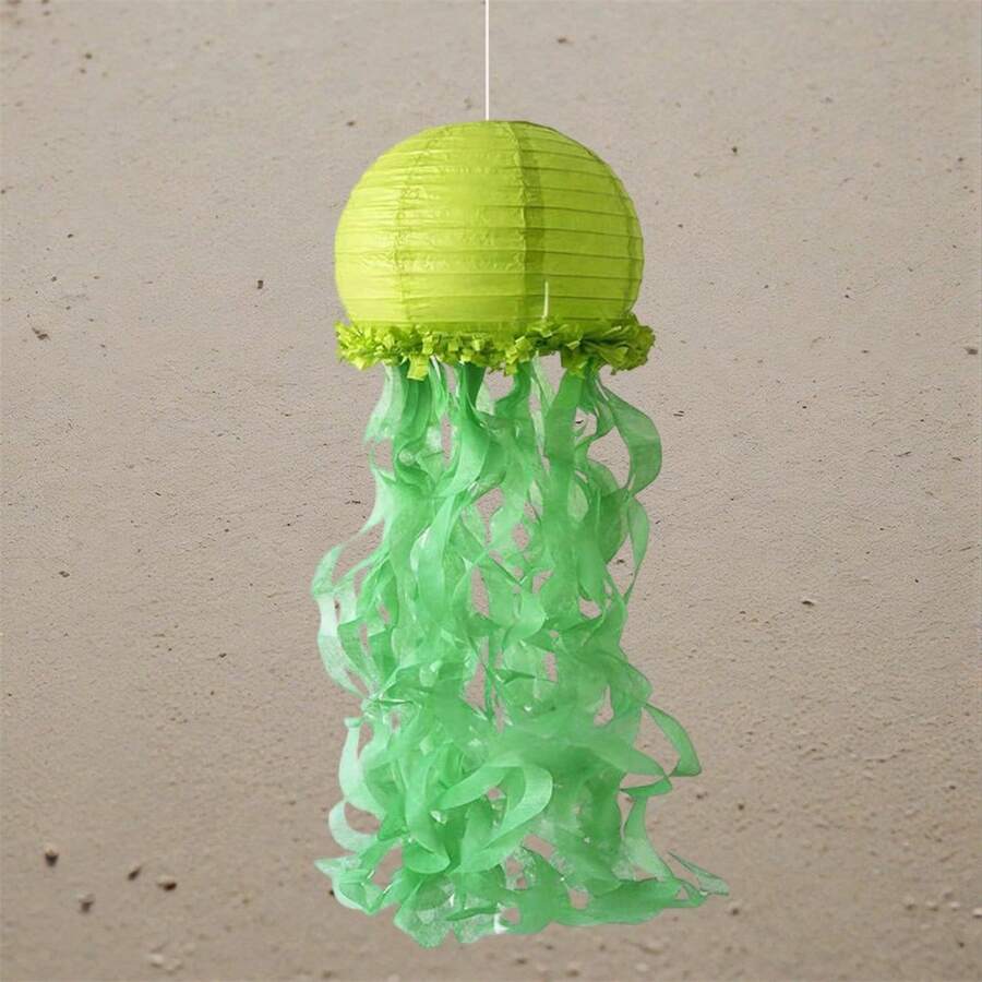 Hanging Jellyfish Paper Lanterns Under The Sea Decorations For Birthday Baby Shower Ocean Themed Party Supplies - 綠色 - 查看 1