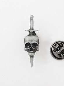1 件复活节万圣节骷髅海盗胸针女巫合金水钻徽章金属首饰 - 復古銀色 - 查看 10