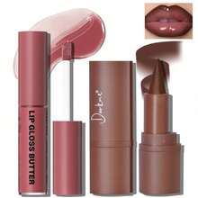 Lip Liner And Gloss Set, Dark Brown Plumping Lip Liner Lip Pencil Moisturizing Lightweight Lip Gloss Lip Combo, High Shine Glossy Lip Tint Lip Stain Makeup Long Lasting Lip Care For Women - 06 深棕色 - 查看 1