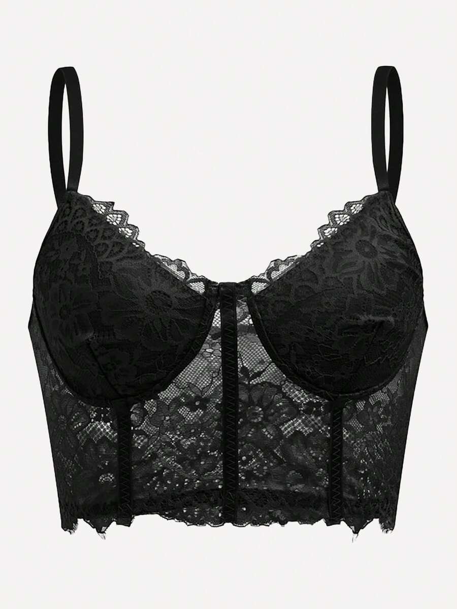 1 件套休闲女式背心蕾丝紧身胸衣吊带背心，适合居家海滩穿着 - 黑色 - 查看 1