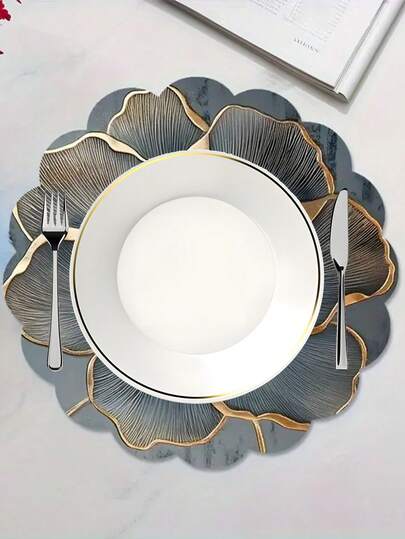 2/4/6/8 件花卉图案圆形餐垫，13.8 英寸 - 防滑耐热涤纶桌垫，可机洗，适用于餐厅、厨房、家居装饰、节日派对、时尚餐具、耐用桌面配件，是餐厅老板的理想选择