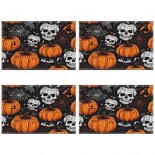 1pc/4pcs Halloween Linen Table Runner Placemats, Easy Clean Breakfast Mats For Kitchen, Home, Restaurant Decor With Pumpkin, Witch, Ghost Patterns Suitable For Kitchen, Dining Room, Living Room, Bathroom - Multicolor - View 15