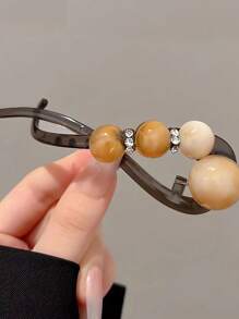 1 pezzo Fermaglio per capelli da donna con perle finte e strass, accessorio per capelli elegante e versatile per raccolti e chignon, fermaglio di moda per uso quotidiano, extension per chignon, accessorio per capelli, forcine per acconciature, accessori per capelli, articoli scolastici