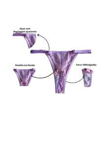 Kit Of 10 Adjustable String Panties With Lace - Comfort And Style - 彩色 - 查看 2
