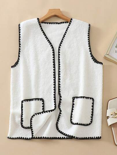 Women's Autumn/Winter Vest Patchwork Pocket Furry Jacket