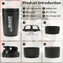 Plastikowy kubek do wytrząsania proszku białkowego, koktajli, butelki na wodę sportową do biegania i fitnessu