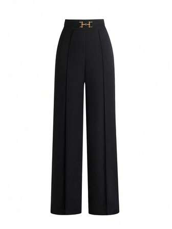 Women's High Waist Loose Fit Trousers, Elegant Business Casual Pants, Versatile For Commute, Vacation, Autumn/Winter