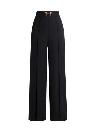 Women's High Waist Loose Fit Trousers, Elegant Business Casual Pants, Versatile For Commute, Vacation, Autumn/Winter