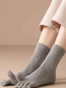 5 Pairs Toe Socks, Unisex, Breathable & Comfortable, Suitable For Sports & Running, Solid Color Design, Can Be Used As Birthday Or Christmas Gift - Mouldless - View 2