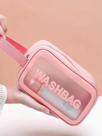 Bolsa de maquillaje de viaje transparente y escarcha, bolsa de cosméticos portátil y simple, organizador de artículos de tocador impermeable, artículos esenciales de viaje para vacaciones, verano, vuelta al colegio, útiles escolares, bolsa de lavado de viaje impermeable