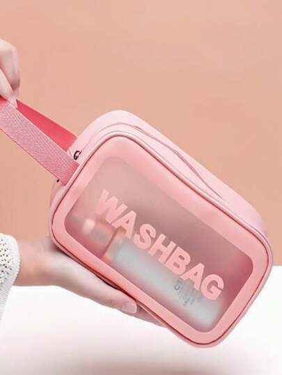 Bolsa de maquillaje de viaje transparente y escarcha, bolsa de cosméticos portátil y simple, organizador de artículos de tocador impermeable, artículos esenciales de viaje para vacaciones, verano, vuelta al colegio, útiles escolares, bolsa de lavado de viaje impermeable