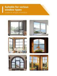 黑色自粘窗纱，轻质聚酯纤维自粘免钻孔网纱，细网防虫，易于安装/拆卸，透明设计透光，适用于家用门窗