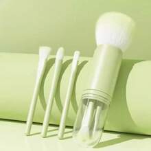 4-In-1 Compact Makeup Brush Set, Includes Powder, Eyeshadow, Eyebrow, Lip Brushes, Available In 4 Colors