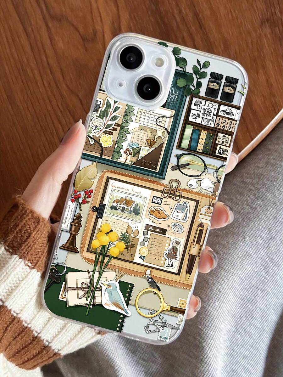 1 pieza Funda de teléfono suave de TPU transparente anti-huellas dactilares con patrón de collage personalizado de moda compatible con IMax 16 ProMax/16/16 Pro/16 Plus/11 Plus15 Pro/15 Pro Max/12/13/14 Promax/XS/ XR/11 Pro/11ProMax/12 Pro/12Pro Max/13 Pro/13Promax/7 Plus/14Pro/14 Plus/7Plus/8 Plus/8/SE2/12 Mini/13 Mini