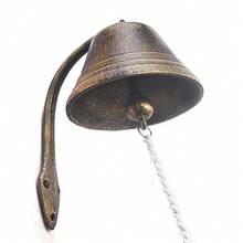 Timbre de puerta vintage de hierro fundido para tienda, adorno para puerta de entrada de jardín, campana de hierro forjado para mesa de comedor, campana para cena. - Óxido marrón - Ver 2