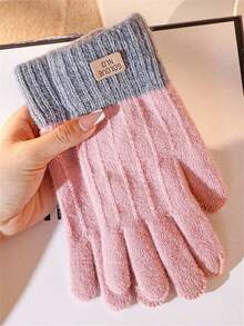1 Pair Unisex Winter Warm Knitted Gloves - Touchscreen Compatible, Elastic Cuffs, Multi-Color Options, Suitable For Outdoor Leisure And Holiday Gifts (Christmas, Halloween, Thanksgiving), Soft Material