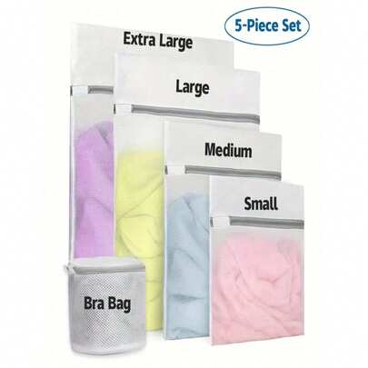 5pcs Mesh Laundry Bags, Suitable For Delicate Clothes, Washing Machine Laundry Bag, Travel Storage Organizer Bag, Washing Machine Dedicated Wash Bag, Anti-Deformation Clothing Wash Bag, Suitable For Underwear, Bras, Socks, Travel Storage Decor, Room Decor, Decorations, Decorations, Decor, Storage, Organizer Dress Pants Shoes Jeans Boots Skirt,Spring,Minimalist,Summer Tops