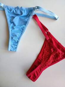 Kit Of 10 Adjustable String Panties With Lace - Comfort And Style - 彩色 - 查看 5