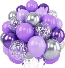 Decorative Balloons - Purple and Silver - View 13