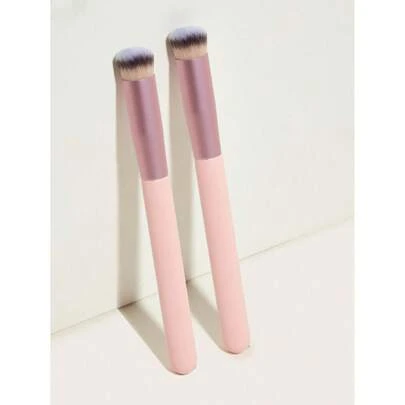 2件套木质专业可爱化妆刷套装，面部刷具，女士礼物，包含粉底刷、遮瑕刷、腮红刷、修容刷、古铜粉刷、散粉刷