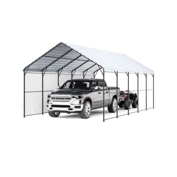 Tragbares 4x8x3.15m Carport Zelt - wasserdicht geschützte Garage zum Schutz des Fahrzeugs - Einfache Einrichtung Autoschuppen -Baldachin
