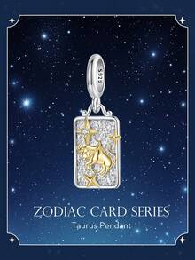 WOSTU WOSTU 1 buc pandantiv constelație din argint 925 în două tonuri, 12 mărgele zodiacale pentru colier, cadou de ziua de naștere DIY, accesorii de bijuterii