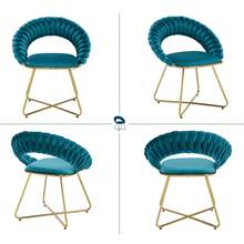 chairus 2er Set Loungesessel Wohnzimmer Samt Armlehnstuhl Sessel Schminkstuhl für Schlafzimmer Modern Polstersessel mit Goldenen Beinen - Blau - Übersicht 7