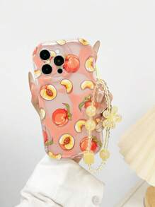 奶油色纹理波浪边亮面水果桃色涂漆防摔手机壳保护套，配手工串珠手链配件，兼容 16/11/16pro/16plus/16promax/16e/15Promax/13/14/12/XS/XR/7G/8P，兼容 Galaxy S22/S22+/S22Ultra/S21/S21+/S21Ultra，兼容小米 11/12Pro/12/12X/13Pro/14Pro/15Pro，兼容 Redmi 10/9/Note9/12C/Note11Pro/Note8Pro - 彩色 - 查看 7