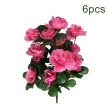 6 Bundles Artificial Faux Rhododendron Flowers, Artificial Flowers Silk Flowers Rhododendron Arrangement Wedding Table Centerpiece Table Centerpieces For Dining Room For Home Wedding Party Decor Gifts For Women - P - 查看 1